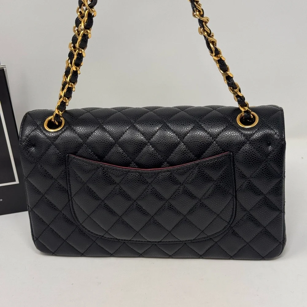💎💯Authentic CHANEL Classic Black Medium Caviar Double Flap Bag💎